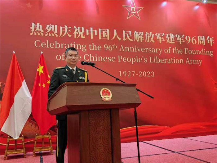 圖為徐勝武官致辭。中國駐印度尼西亞使館供圖