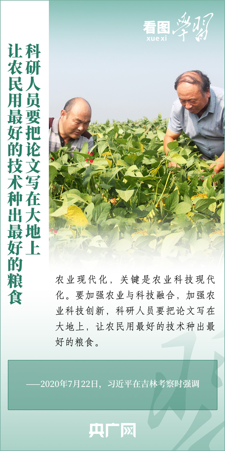 看圖學(xué)習(xí)丨推廣良田、良種、良法、良機(jī) 給農(nóng)業(yè)現(xiàn)代化插上科技的翅膀