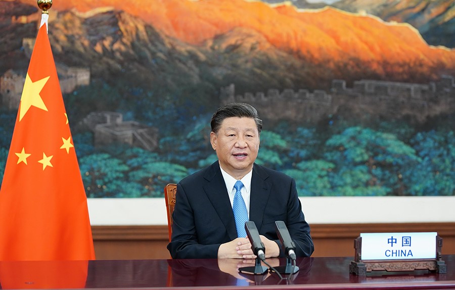 2020年9月22日，國家主席習(xí)近平在第七十五屆聯(lián)合國大會(huì)一般性辯論上發(fā)表重要講話。新華社記者 鞠鵬 攝