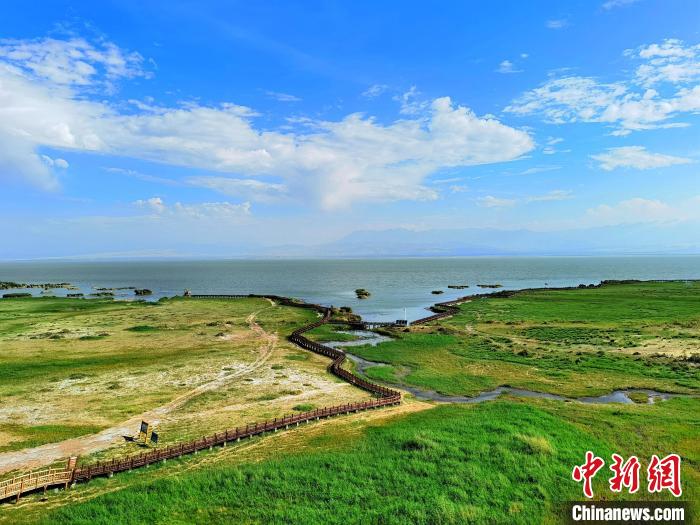 圖為航拍都蘭湖國(guó)家濕地公園。　祁增蓓 攝