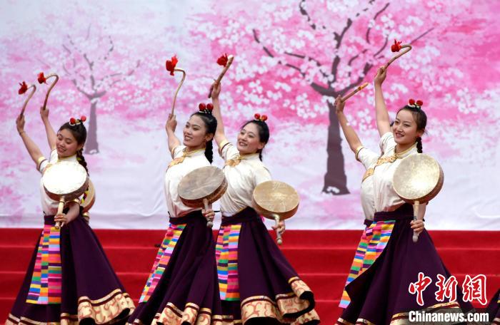 3月28日，西藏林芝第二十屆桃花旅游文化節(jié)開幕式上的文藝表演?！±盍?攝